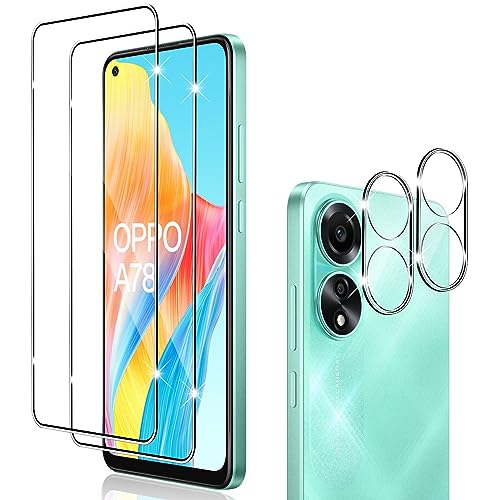 Holilo für OPPO A78 4G für Panzerglas Schutzfolie und Kamera Schutzfolie,[2+2 Stück] 9H Härte Anti-Kratzen Anti-Blasenfrei Panzerfolie Schutzfolie Displayschutzfolie von Holilo