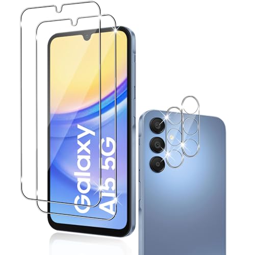 Holilo für Samsung Galaxy A15 5G/A15 4G für Panzerglas Schutzfolie und Kamera Schutzfolie,[2+2 Stück] 9H Härte Anti-Kratzen Anti-Blasenfrei Panzerfolie Schutzfolie Displayschutzfolie von Holilo