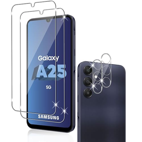 Holilo für Samsung Galaxy A25 5G für Panzerglas Schutzfolie und Kamera Schutzfolie,[2+2 Stück] 9H Härte Anti-Kratzen Anti-Blasenfrei Panzerfolie Schutzfolie Displayschutzfolie von Holilo