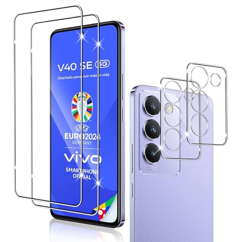 Holilo für Vivo V40 SE für Panzerglas Schutzfolie und Kamera Schutzfolie,[2+2 Stück] 9H Härte Anti-Kratzen Anti-Blasenfrei Panzerfolie Schutzfolie Displayschutzfolie von Holilo