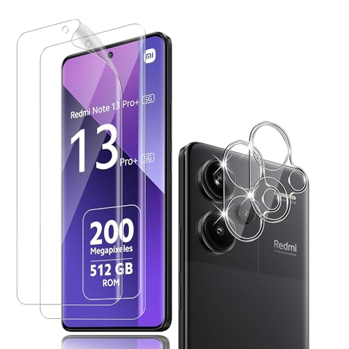 Holilo für Xiaomi Redmi Note 13 Pro Plus für Flexibles Bildschirm Schutzfolie und Kamera Panzerglas Schutzfolie [2+2 Stück],9H Härte Anti-Kratzen Anti-Blasenfrei Panzerfolie TPU Displayschutzfolie von Holilo
