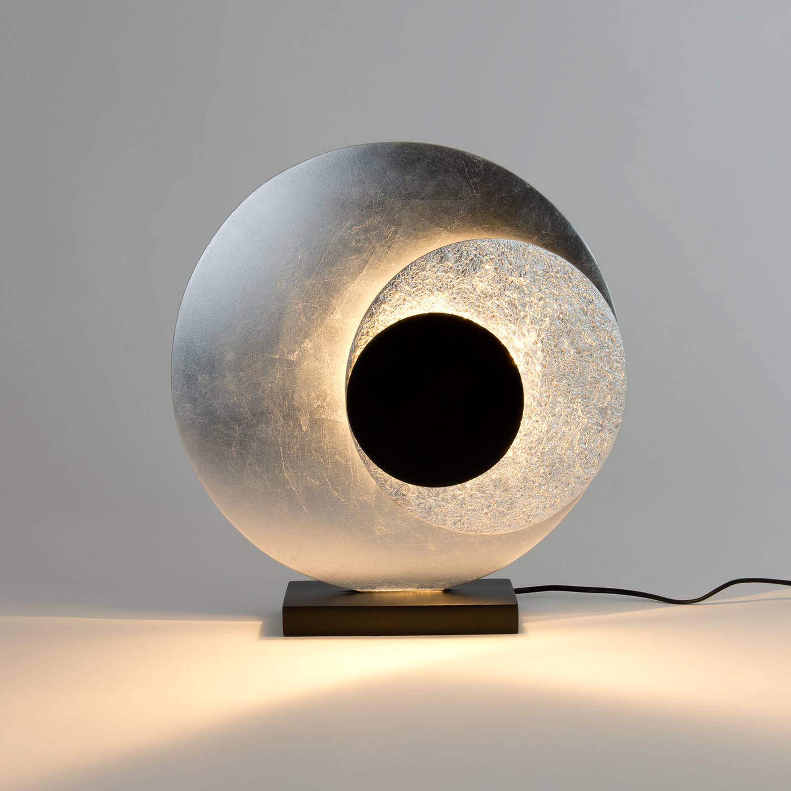 LED-Tischleuchte La Bocca, silber, Höhe 43 cm, 2-flg., Eisen von Holländer