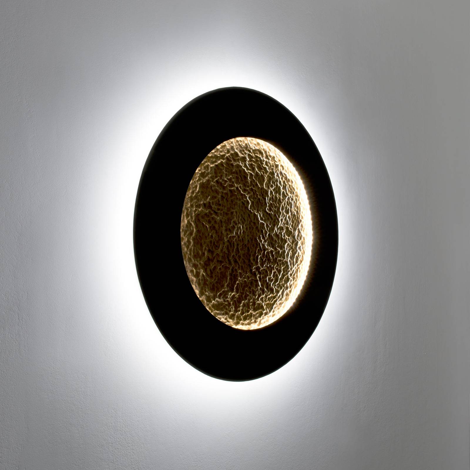 LED-Wandleuchte Luna Piena, braun-schwarz/gold, Ø 80 cm LED-Wandleuchte Luna Piena, braun-schwarz/gold, Ø 80 cm von Holländer