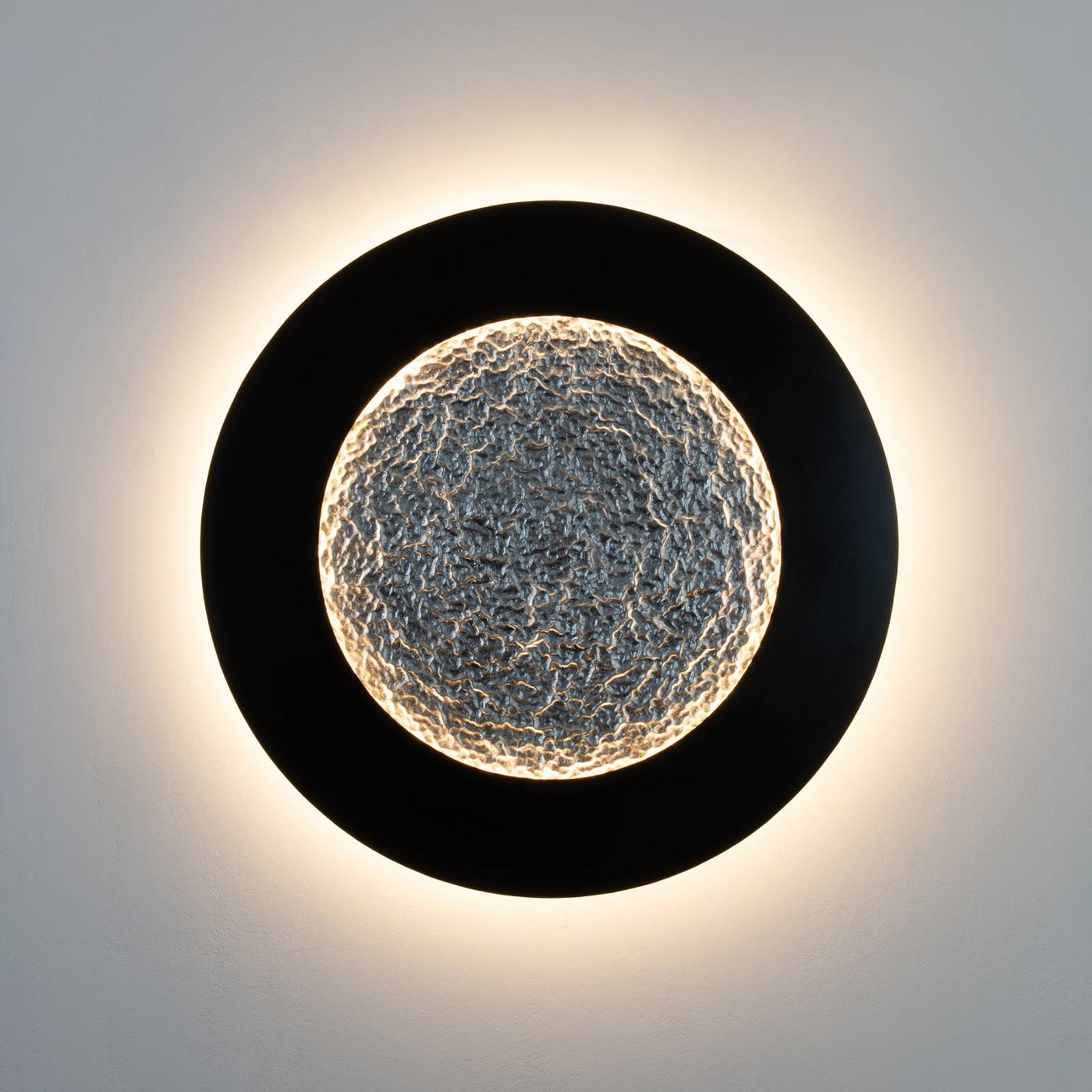 LED-Wandleuchte Luna Pietra, braun-schwarz/silber, Ø 80 cm LED-Wandleuchte Luna Pietra, braun-schwarz/silber, Ø 80 cm von Holländer