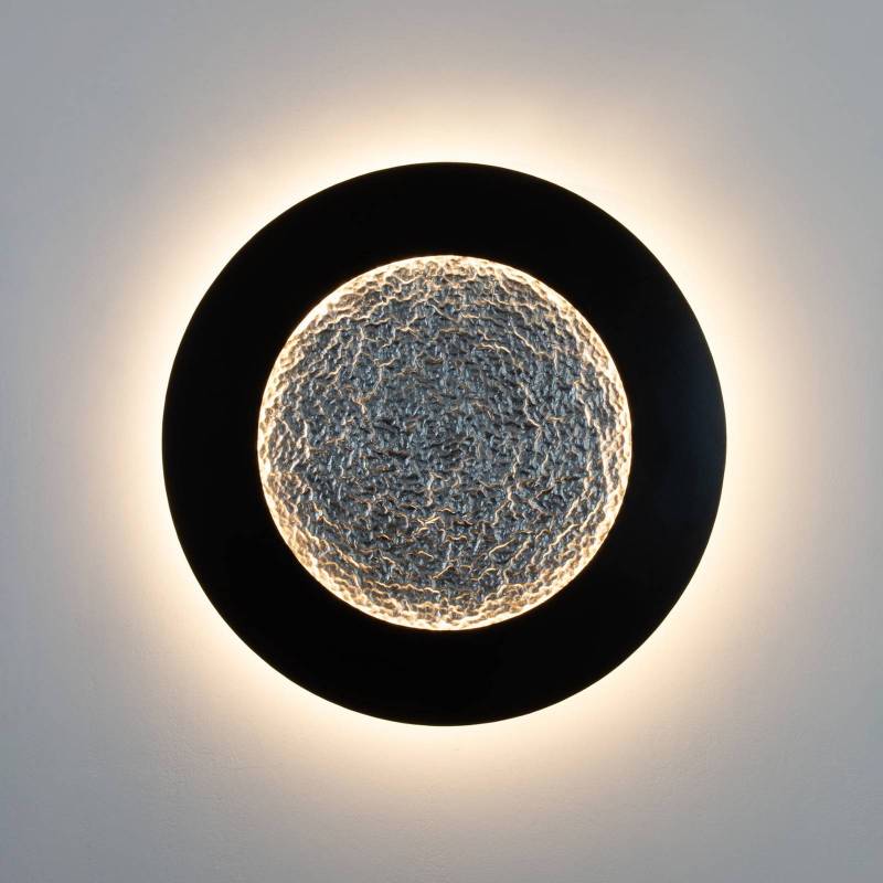 LED-Wandleuchte Luna Pietra, braun-schwarz/silber, Ø 80 cm von Holländer