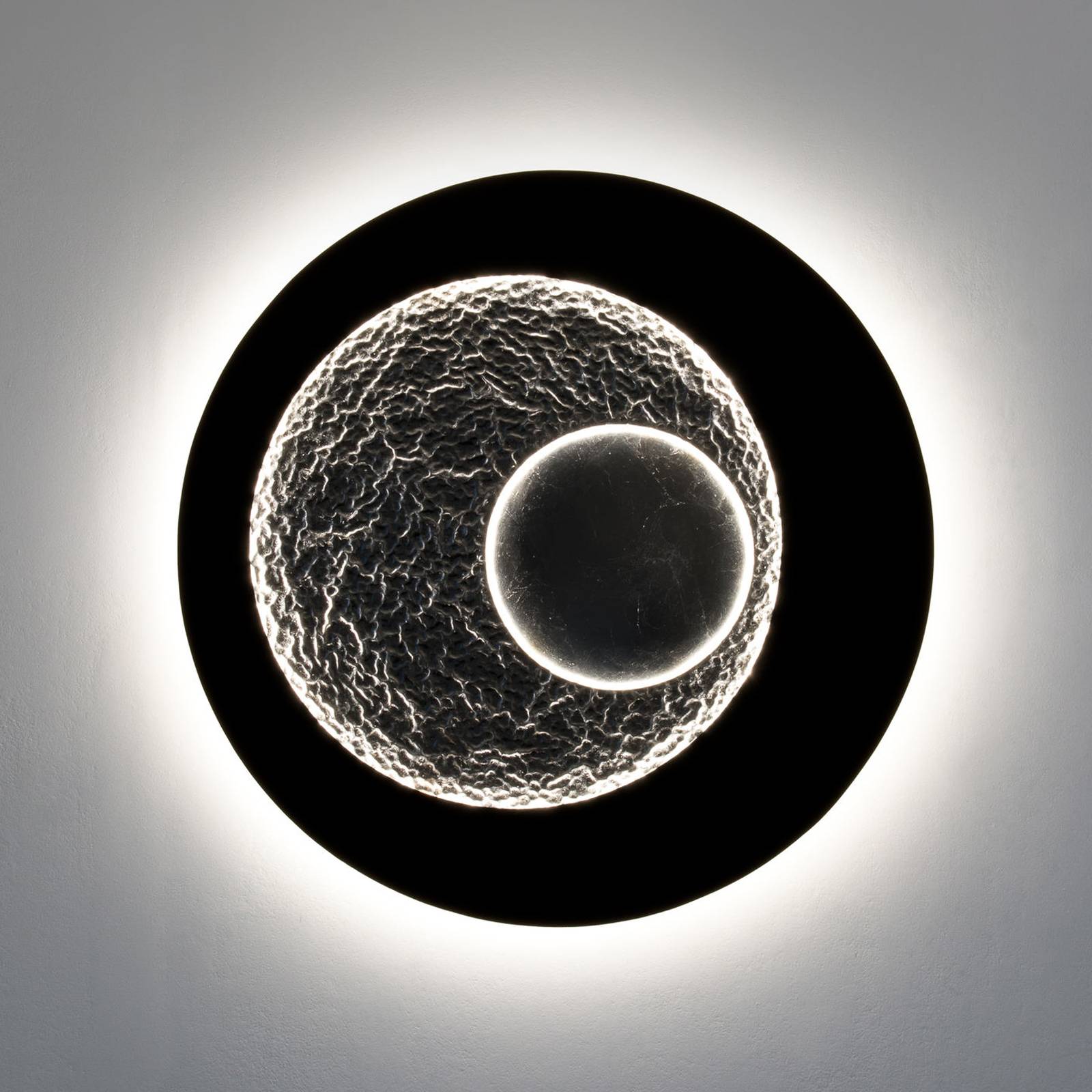 LED-Wandleuchte Urano, braun-schwarz/silber, Ø 85 cm, Eisen von Holländer