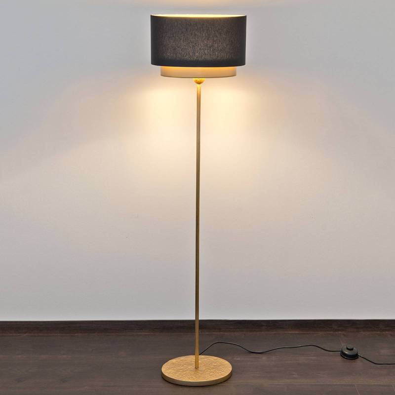 Stehlampe Mattia, Schirm oval und doppelt, schwarz von Holländer