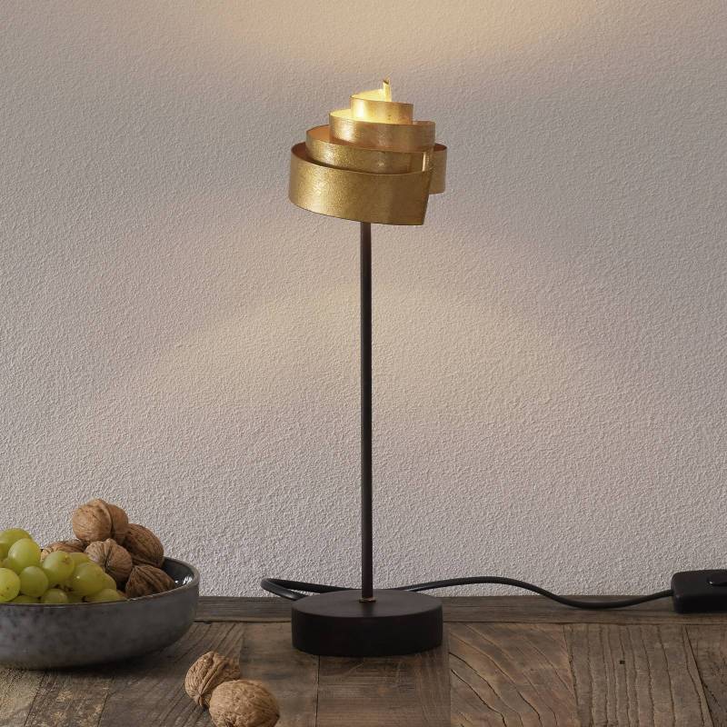 Tischleuchte Banderole aus Eisen in Gold von Holländer