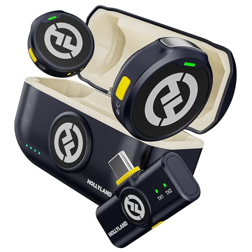 Hollyland Lark M2 Wireless Lavalier Mikrofon USB C für Android Handy iPhone 15, 48kHz/24 bit Hi-Fi Audio 30H Dauer 300m Reichweite, ENC Antischall Ansteckmikrofon kabellos für Vlog YouTube Influencer von HollyView