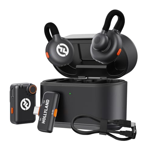Hollyland Lark M2S Combo (Kamera RX+USB-C RX+ Lightning-Kabel) Kabelloses Lavaliermikrofon für iPhone/Kamera/Android/PC, Titan-Clip, Geräuschunterdrückung, 30-Stunden-Nutzung, Vlog, Interview von HollyView