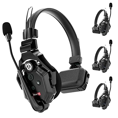 Hollyland Solidcom C1 [Offiziell] Full Duplex Wireless Intercom System 350m Reichweite Kabellose Headset für 4 Nutzer Teamkommunikation Kommunikationssystem 168g Einseitiges Headset 1 Master& 3 Remote von HollyView