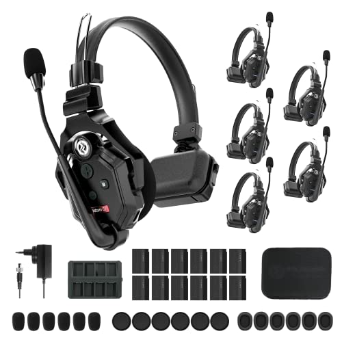 Hollyland Solidcom C1 [Offiziell] Full Duplex Wireless Intercom System 350m Reichweite Kabellose Headset für 6 Nutzer Teamkommunikation Kommunikationssystem 168g Einseitiges Headset 1 Master& 5 Remote von HollyView