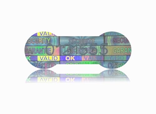 5000 Holomarks Hologramm Etiketten mit Seriennummern, Garantie Siegel Aufkleber Dogbone 20x7mm von Holomarks