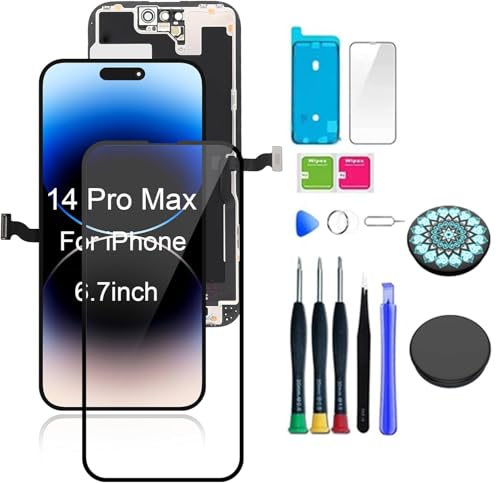 Holwarm Display für iPhone 14 Pro Max 6.7" Bildschirm Ersatz FHD Touchscreen 3D Touch Digitizer Rahmen und Reparaturkits (14pm OLED) von Holwarm