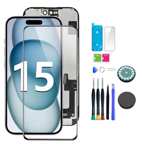 Holwarm Display für iPhone 15 OLED 6.1" Bildschirm Ersatz FHD Touchscreen 3D Touch Digitizer Rahmen und beliebte TelefonhalterungenMontage und Reparaturkits (15 OLED) von Holwarm
