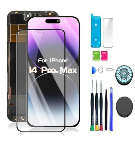 Holwarm LCD Display für iPhone 14 Pro Max 6.7" Bildschirm Ersatz FHD Touchscreen 3D Touch Digitizer Rahmen und Reparaturkits (LCD) von Holwarm