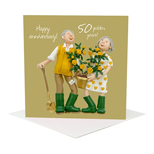 Happy 50th Golden Anniversary Greeting Card One Lump or Two Holy Mackerel Cards von Holy Mackerel