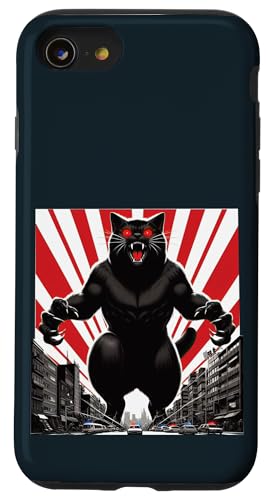 CatZilla Parodie Japanische Kunst Kitty Katze Mama Papa Unisex Erwachsene Hülle für iPhone SE (2020) / 7 / 8 von Holy Meow Kitty Cats Apparel.USA