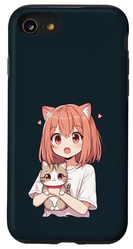 Niedliche Anime-Katzenmädchen – niedliche Kawaii-Katze im Chibi-Stil Hülle für iPhone SE (2020) / 7 / 8 von Holy Meow Kitty Cats Apparel.USA
