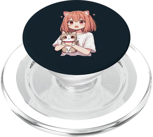 Niedliche Anime-Katzenmädchen – niedliche Kawaii-Katze im Chibi-Stil PopSockets PopGrip für MagSafe Niedliche Anime-Katzenmädchen – niedliche Kawaii-Katze im Chibi-Stil PopSockets PopGrip für MagSafe von Holy Meow Kitty Cats Apparel.USA
