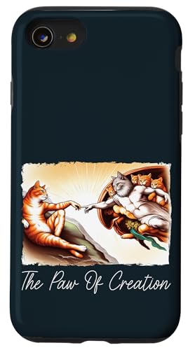 The Paw Of Creation Kitten Kitty Painting Parodie Katze Mama Papa Hülle für iPhone SE (2020) / 7 / 8 von Holy Meow Kitty Cats Apparel.USA