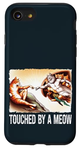 Touched By Meow Cats Creation Painting Parodie Katze Mütter Väter Hülle für iPhone SE (2020) / 7 / 8 von Holy Meow Kitty Cats Apparel.USA