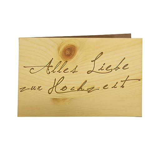 Holzgrusskarten Original Liebe zur Hochzeit - 100% handmade in Österreich, aus Zirbenholz gefertigte Hochzeitskarte, Geschenkkarte, Grußkarte, Klappkarte, Postkarte von Holzgrusskarten.at