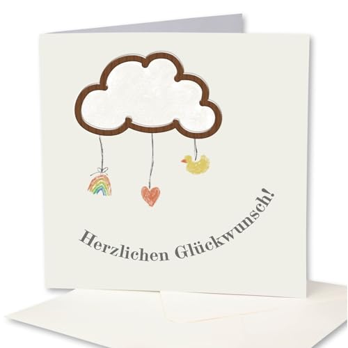Original Holzgrusskarte - Geburtskarte für besondere Glückwünsche zur Geburt - Wolke - Geburtsbillet, Glückwunschkarte, Postkarte, Geschenkkarte für Eltern von Holzgrusskarten.at
