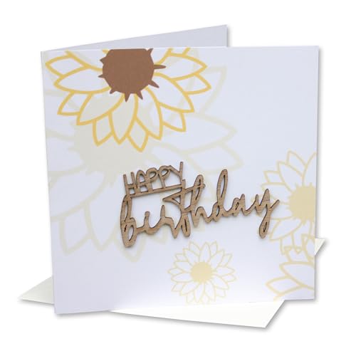 Original Holzgrusskarte - Geburtstagskarte für besondere Glückwünsche zum Geburtstag, Motiv "Happy Birthday", Geburtstagsbillet, Glückwunschkarte, Postkarte, Geschenkkarte von Holzgrusskarten.at