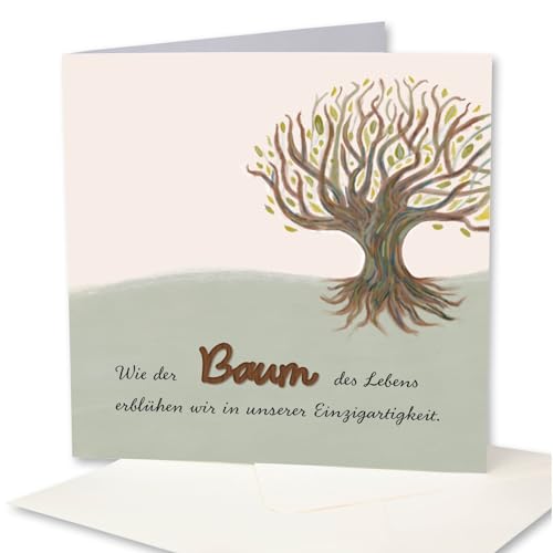 Original Holzgrusskarte - Geschenkkarte für besondere Glückwünsche - Baum des Lebens - Einzigartigkeit, Geburtstagsbillet, Glückwunschkarte, Grußkarte, Spruchkarte, Postkarte von Holzgrusskarten.at