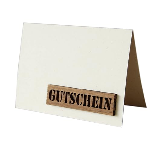 Original Holzgrusskarte - Geschenkkarte mit Echtholzmotiv "Gutschein - rustikaler Balken" aus Nussholz, Glückwunschkarte, Grußkarte, Postkarte, Geschenkkarte, Dankeskarte, Gutscheinkarte von Holzgrusskarten.at