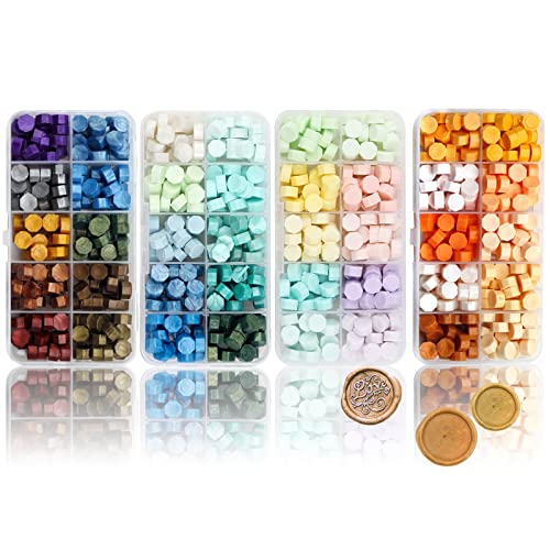 Siegelwachs Perlen Set, 800Pcs Achteckige Siegelwachsperlen Siegellack Perlen, Siegelwachs Bunt Stempelwachs Wachs Siegel Kit für Porto-Briefe Antike Manuskript-Grußkarten Hochzeitseinladung von Holzsammlung