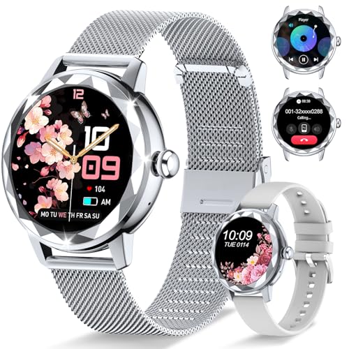 Homailida Smartwatch Damen mit Anruf-Funktion, 123 Sportmodi, IP68 wasserdicht Fitnessuhr Einblick in den Schlafzustand Menstruationszyklus-Funktione, Unterstützung des Deutschen, Silber Smart Watch Homailida Smartwatch Damen mit Anruf-Funktion, 123 Sportmodi, IP68 wasserdicht Fitnessuhr Einblick in den Schlafzustand Menstruationszyklus-Funktione, Unterstützung des Deutschen, Silber Smart Watch von Homailida
