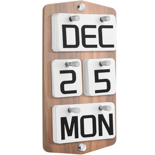 Wandhalterung, Acrylkalender, ewiger Kalender 2025, Tagesanzeigekalender, wiederverwendbarer Jahreswand-Standkalender mit Wandhaken für Zuhause, Büro, Dekoration, Schreibtischzubehör (Holz) von Homakover