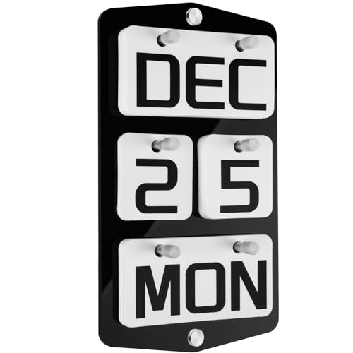 Wandhalterung, Acrylkalender, ewiger Kalender 2025, Tagesanzeigekalender, wiederverwendbarer Jahreswand-Standkalender mit Wandhaken für Home Office Dekor Zubehör (schwarz) von Homakover