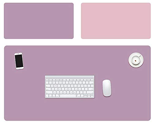 Mehrfarbige Leder-Schreibunterlage, Tischunterlage für Büro und Zuhause, großes erweitertes Gaming-Mauspad, Tastatur, Computer, Laptop, Schreibtischunterlage, lila + rosa, 120 x 50 cm von Homay