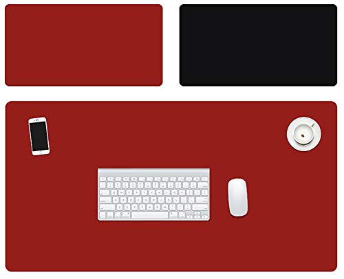 Mehrfarbige Schreibtischunterlage aus Leder, für Büro und Zuhause, großes erweitertes Gaming-Mauspad, Tastatur, Computer, Laptop, Schreibtischunterlage rot + schwarz, 80 x 50 cm von Homay