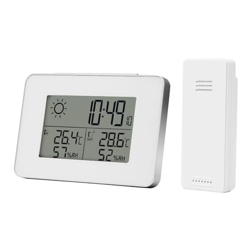 Homcoice Wetterstation Funk mit Außensensor, DCF-Funkuhr, uhr mit temperaturanzeige, Innen/Außen Thermometer Feuchtigkeitsmesser mit animierter Wettervorhersage, täglichem Alarm und Schlummerfunktion Homcoice Wetterstation Funk mit Außensensor, DCF-Funkuhr, uhr mit temperaturanzeige, Innen/Außen Thermometer Feuchtigkeitsmesser mit animierter Wettervorhersage, täglichem Alarm und Schlummerfunktion von Homcoice