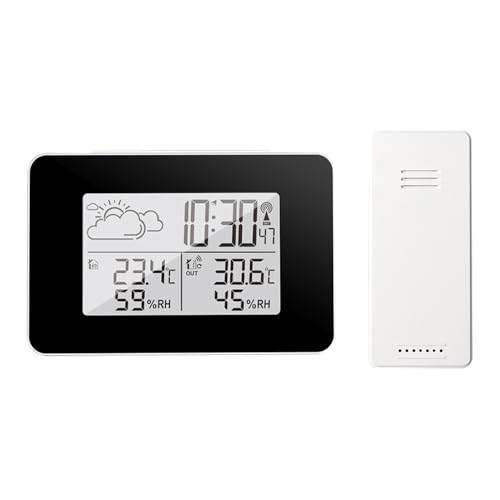 Homcoice Wetterstation Funk mit Außensensor, DCF-Funkuhr, uhr mit temperaturanzeige, Innen/Außen Thermometer Feuchtigkeitsmesser mit animierter Wettervorhersage, täglichem Alarm und Schlummerfunktion Homcoice Wetterstation Funk mit Außensensor, DCF-Funkuhr, uhr mit temperaturanzeige, Innen/Außen Thermometer Feuchtigkeitsmesser mit animierter Wettervorhersage, täglichem Alarm und Schlummerfunktion von Homcoice