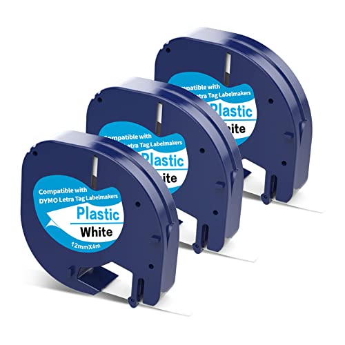 3 x kompatibel Etiketten für Dymo Etikettenband Letratag 12mm x 4m Bänder für etikettiergerät Dymo Letratag XR LT-100H LT-100T, Schwarz auf Weiß 3 x kompatibel Etiketten für Dymo Etikettenband Letratag 12mm x 4m Bänder für etikettiergerät Dymo Letratag XR LT-100H LT-100T, Schwarz auf Weiß von Home Colortly