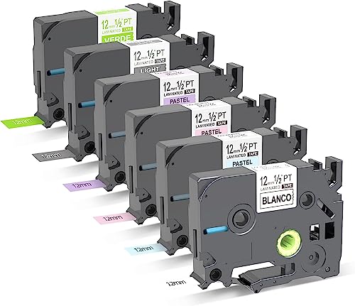 6 x Fluoreszierend Schriftband als Ersatz für Brother P-touch Bänder 12mm Tze Band Kompatible für Brother Beschriftungsgerät PT-H105 1000 H101C H107B P300BT E550W 1010 6 x Fluoreszierend Schriftband als Ersatz für Brother P-touch Bänder 12mm Tze Band Kompatible für Brother Beschriftungsgerät PT-H105 1000 H101C H107B P300BT E550W 1010 von Home Colortly