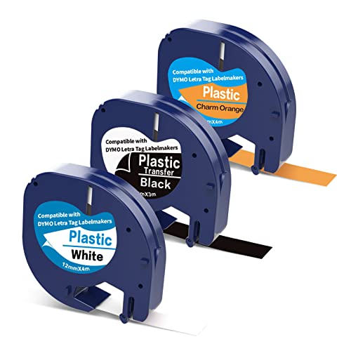 Bunt Etikettenband Kompatible für Dymo LetraTag 12mm x 4m Etikettenband als Ersatz für Dymo Etikettengerät LT-100H LT-100T LT-110T XR XM QX50,2000, Weiß/Schwarz/Charme Orange Bunt Etikettenband Kompatible für Dymo LetraTag 12mm x 4m Etikettenband als Ersatz für Dymo Etikettengerät LT-100H LT-100T LT-110T XR XM QX50,2000, Weiß/Schwarz/Charme Orange von Home Colortly
