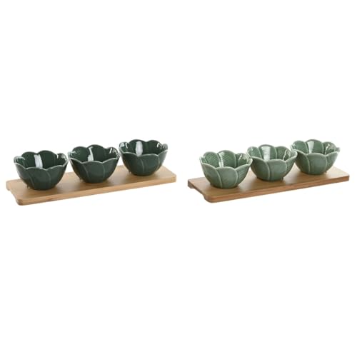 Home ESPRIT Aperitif-Set, Grün, Dunkelgrün, Bambus, tropisches Porzellan, 4-teilig, 32 x 10 x 7 cm (2 Stück) von Home ESPRIT