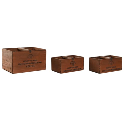 Home ESPRIT Aufbewahrungsboxen aus braunem Tannenholz, 35 x 25 x 20 cm, 3 Stück von Home ESPRIT