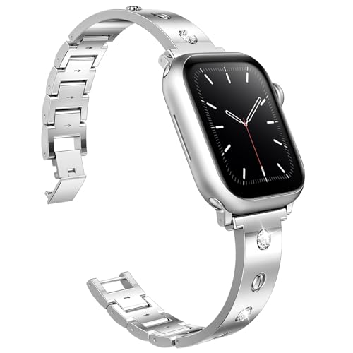HomeGarden Dressy Jewelry Armbandbänder kompatibel mit Apple Watch Band 41mm 40mm 38mm für Frauen Mädchen, süßes und stilvolles Diamant-Metallarmband für iWatch Serie 9 8 7 6 5 4 3 2 1 SE Ultra HomeGarden Dressy Jewelry Armbandbänder kompatibel mit Apple Watch Band 41mm 40mm 38mm für Frauen Mädchen, süßes und stilvolles Diamant-Metallarmband für iWatch Serie 9 8 7 6 5 4 3 2 1 SE Ultra von HomeGarden