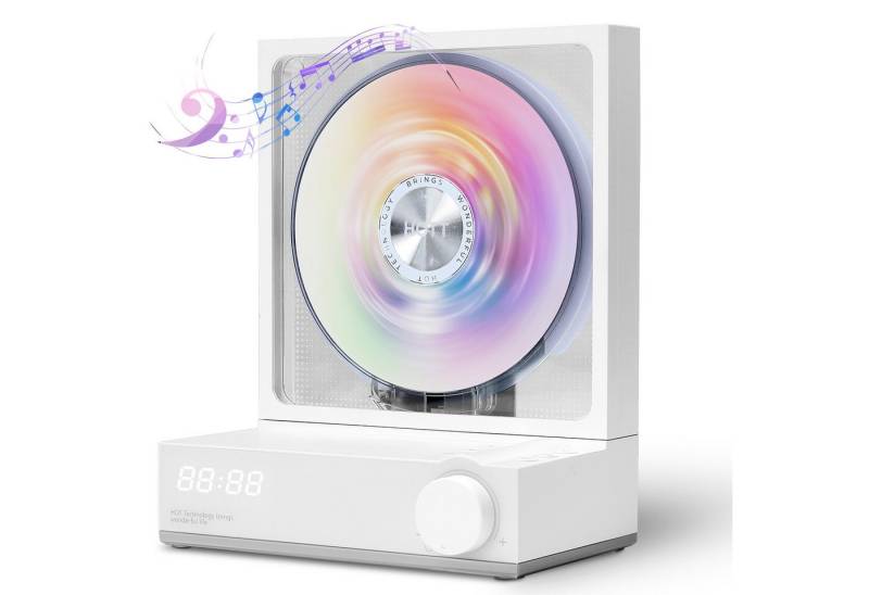 HomeMiYN Tragbarer CD-Player mit Bluetooth RGB-Lichter Desktop für zu Hause CD-Player von HomeMiYN