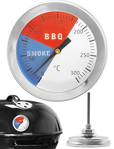 HOMETOOLS Analoges Thermometer, für BBQ Grill Bräter Räucher-Ofen, Ø 5,2 cm, 0-300 °C von HomeTools.eu