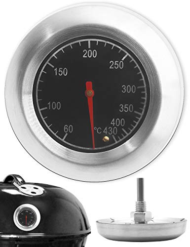 HOMETOOLS.EU® - Temperatur-Beständiges, analoges BBQ Grill-Thermometer Koch-Thermometer, zum Nachrüsten für BBQ Smoker Grill Töpfe Bräter Räucher-Ofen, Ø 7.5cm, 10°C - 400 °C von HomeTools.eu