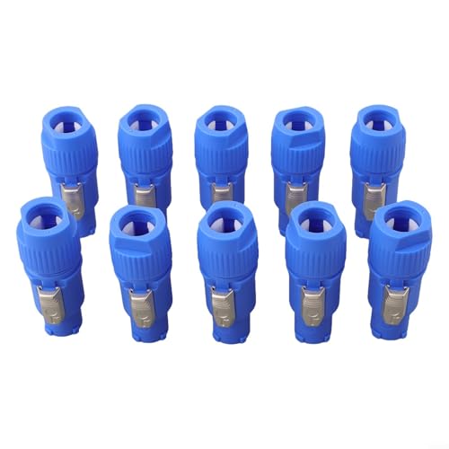 HomeVortex 10 x 3-polige Stromanschlüsse, Luftfahrt-Lautsprecher, 20 A, 250 V AC-Netzadapter, für Lautsprecherleuchten, bewegliche Scheinwerfer, Par-Lichter (blau) von HomeVortex