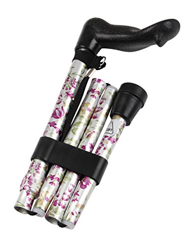 Homecraft Comfy Grip Sticks, 775-875mm, Left Hand, Woodland Flower, Folding, Walking Stick for Support and Stability, Contoured Handle, Handicapped, and Disabled (Eligible for VAT exemption in the UK) von Homecraft